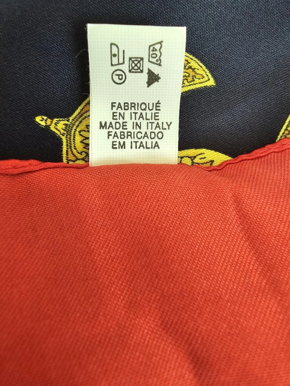 Vintage Made in Italy Nautical Anchor Rope Print Square Scarf Navy Red White